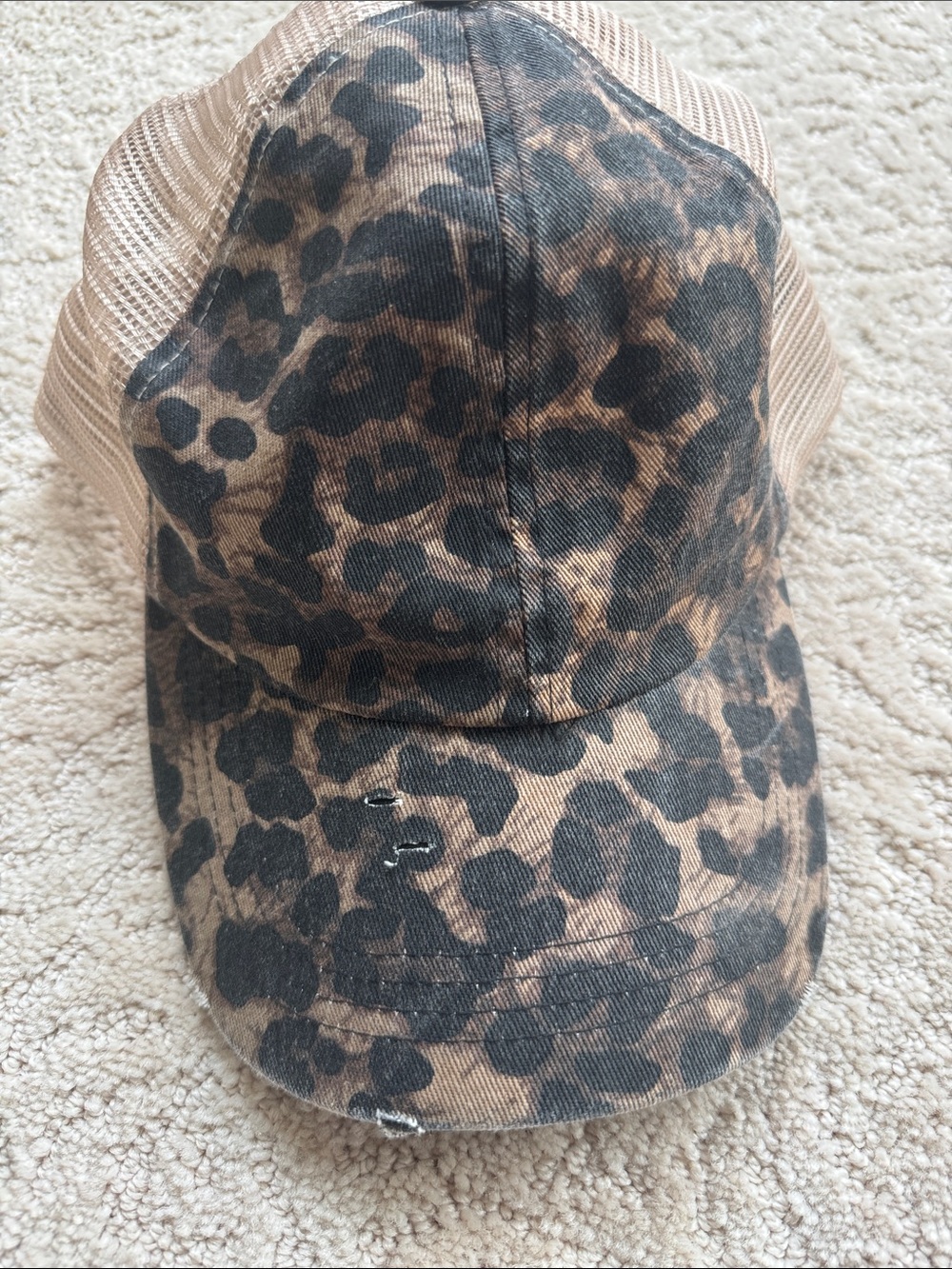 Leopard Print Distressed Trucker Hat